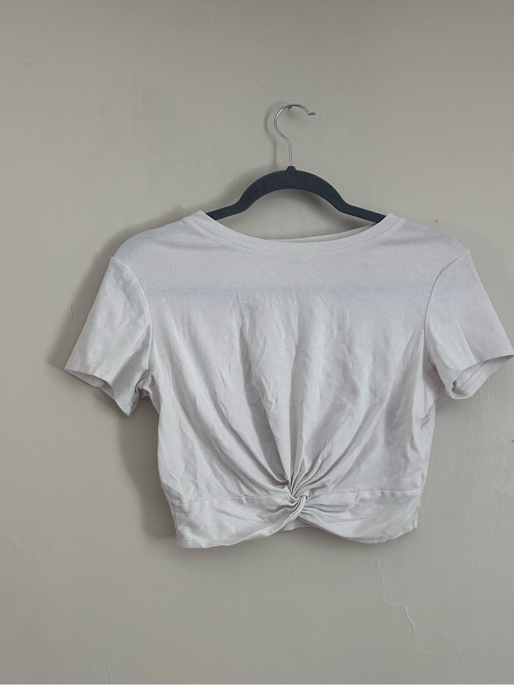 Women's White Twist-Front Crop Top